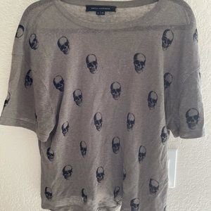 Skull cashmere linen t shirt